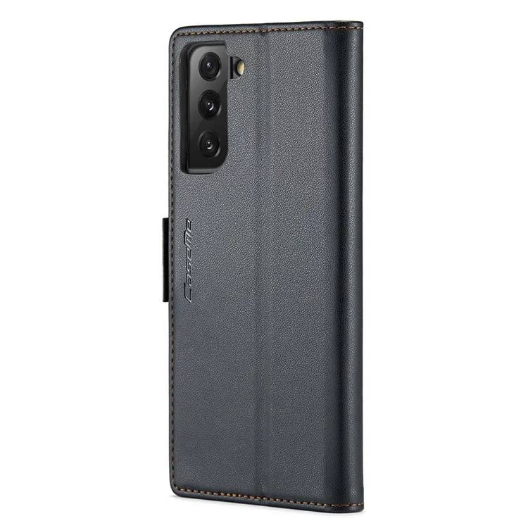 CASEME 023 Serie per Samsung Galaxy S21 FE 5G Custodia Portafoglio in Pelle PU con Copertura Telefonica RFID Blocking Stand - Nero