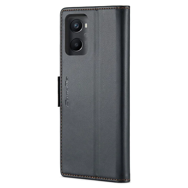 CASEME 023 Серия для Oppo A96 4G / A36 / A76 / K10 4G / Realme 9i 4G RFID Блокирующий кожаный чехол-кошелек с подставкой для телефона - Черный