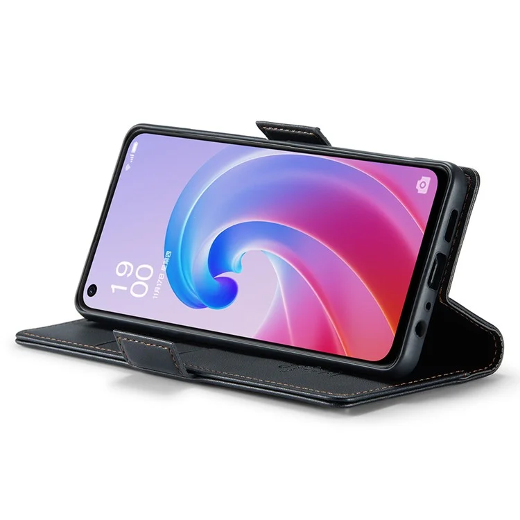 CASEME 023 Серия для Oppo A96 4G / A36 / A76 / K10 4G / Realme 9i 4G RFID Блокирующий кожаный чехол-кошелек с подставкой для телефона - Черный