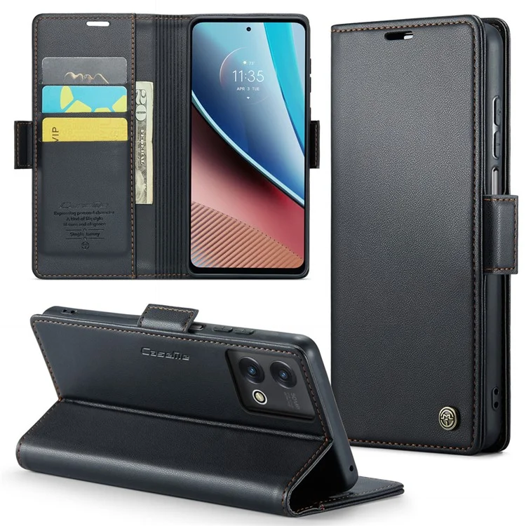 CASEME 023 Series per Motorola Moto G Stylus 5G (2023) Custodia a portafoglio da viaggio con supporto - Nero