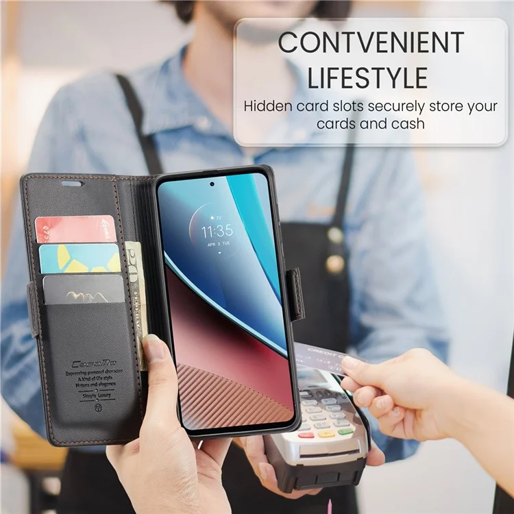 CASEME 023 Series per Motorola Moto G Stylus 5G (2023) Custodia a portafoglio da viaggio con supporto - Nero