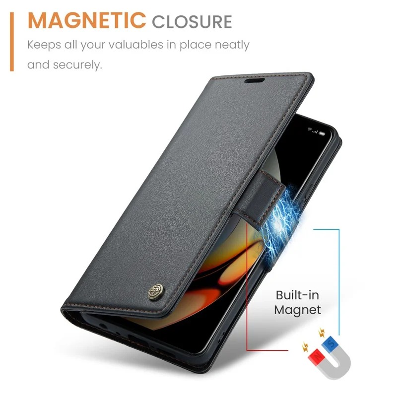 CASEME 023 Série Étui de Support pour Téléphone pour Realme 10 Pro 5G Bloquage RFID Portefeuille Housse en Cuir PU - Noir
