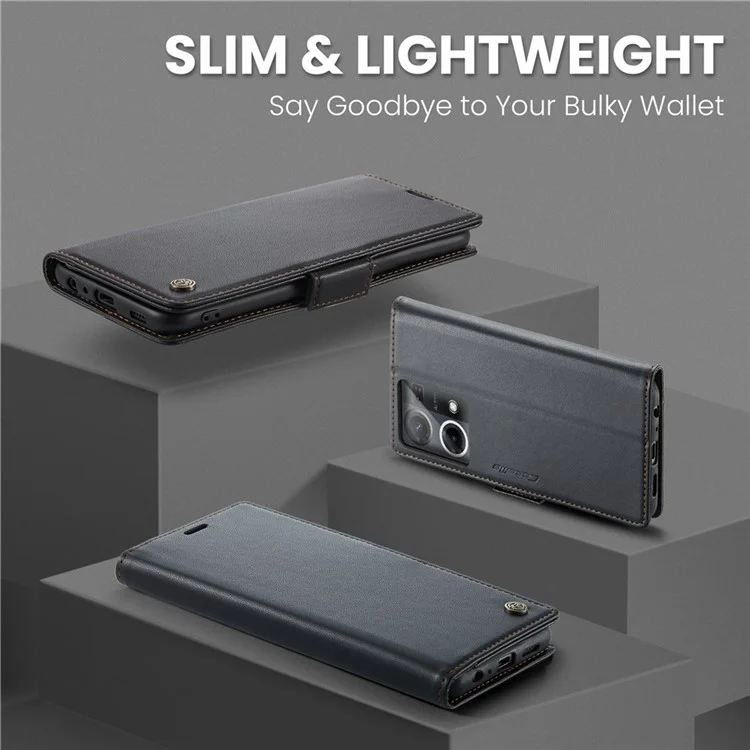 CASEME 023 Series для Oppo Reno7 4G / Reno8 4G / F21 Pro 4G RFID-блокирующий чехол-кошелек из кожи - черный