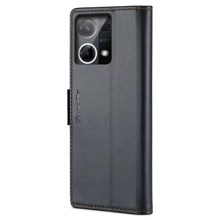 CASEME 023 Series для Oppo Reno7 4G / Reno8 4G / F21 Pro 4G RFID-блокирующий чехол-кошелек из кожи - черный