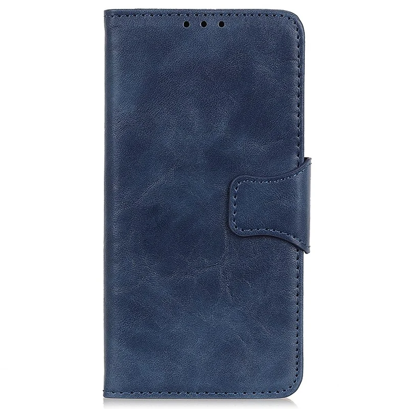 Pour iPhone 15 Anti-scratch Split Leather Crazy Horse Texture Case Stand Wallet Flip Phone Cover - Bleu