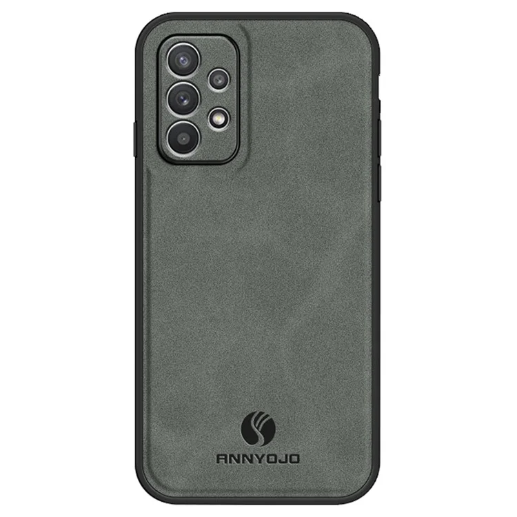 ANNYOJO Pour Samsung Galaxy A32 4G (Version UE) Étui de téléphone portable en cuir PU + PC + TPU avec support de voiture magnétique - Gris