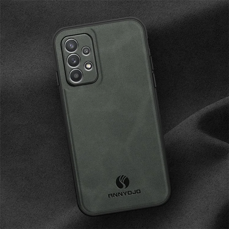 ANNYOJO Pour Samsung Galaxy A32 4G (Version UE) Étui de téléphone portable en cuir PU + PC + TPU avec support de voiture magnétique - Gris