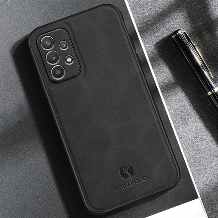 ANNYOJO Pour Samsung Galaxy A32 4G (Version UE) Étui de téléphone portable en cuir PU + PC + TPU avec support de voiture magnétique - Gris