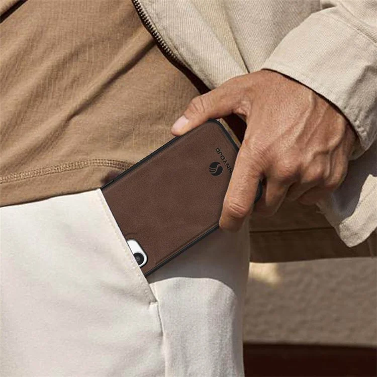 ANNYOJO für Samsung Galaxy A32 5G / M32 5G PU-Leder+PC+TPU Rückseite Stoßfeste Handyhülle - Kaffee