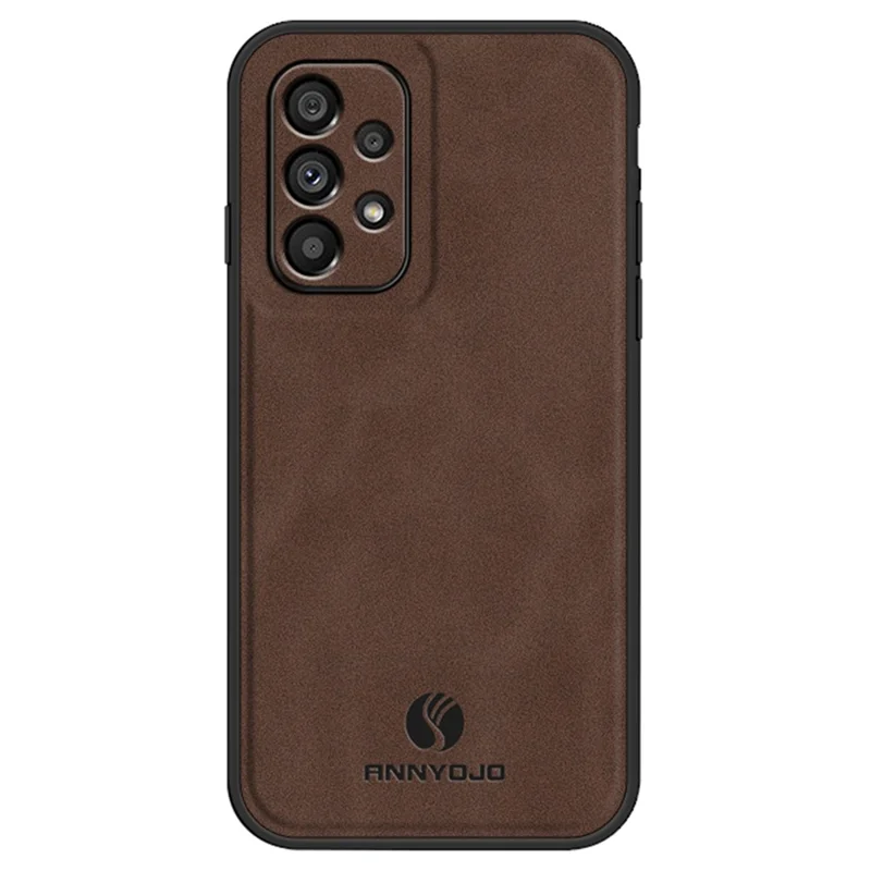 ANNYOJO For Samsung Galaxy A33 5G PU Leather+PC+TPU Cover Magnetic Car Mount Anti-drop Phone Case - Coffee