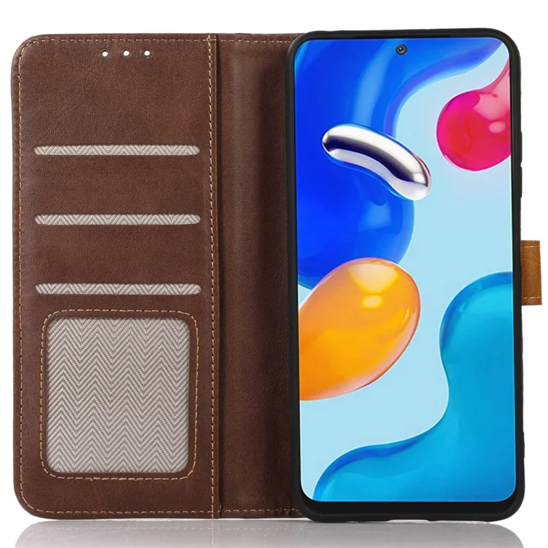 Phone Case for iPhone 15 Pro Calf Texture Flip Stand PU Leather Wallet Cover - Coffee