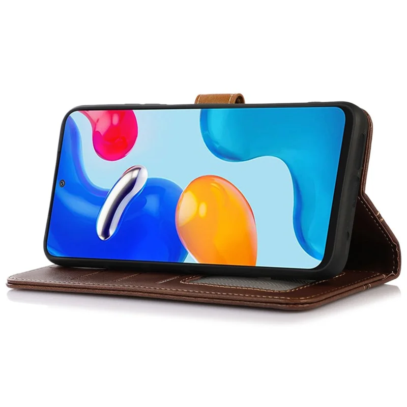 Phone Case for iPhone 15 Pro Calf Texture Flip Stand PU Leather Wallet Cover - Coffee