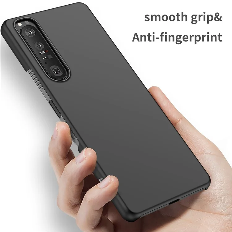 Für Sony Xperia 1 III 5G Einfarbiges stoßfestes Handyhülle Hartschalen-Rückseite - Schwarz