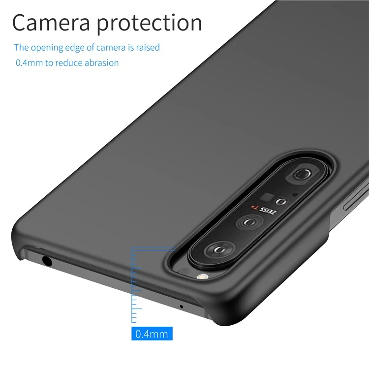 Für Sony Xperia 1 III 5G Einfarbiges stoßfestes Handyhülle Hartschalen-Rückseite - Schwarz