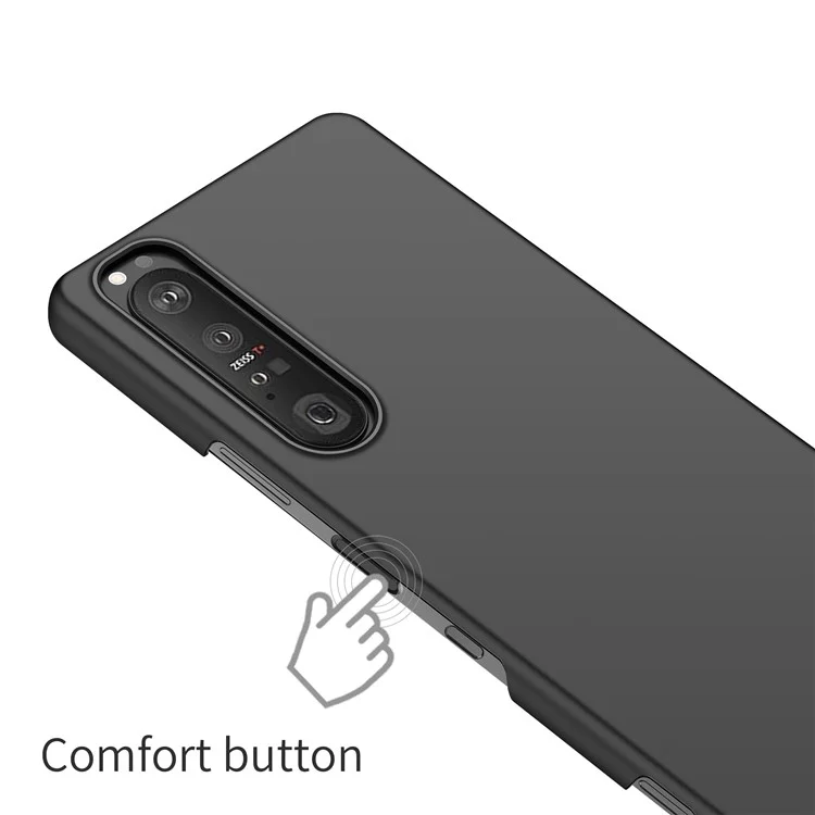 Für Sony Xperia 1 III 5G Einfarbiges stoßfestes Handyhülle Hartschalen-Rückseite - Schwarz