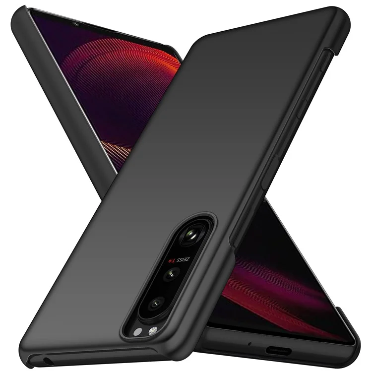 For Sony Xperia 5 III 5G Hard PC Back Cover Solid Color Anti-scratch Phone Case - Black