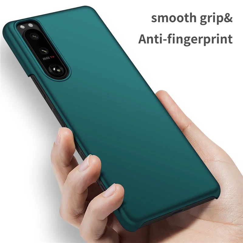 For Sony Xperia 5 III 5G Hard PC Back Cover Solid Color Anti-scratch Phone Case - Green