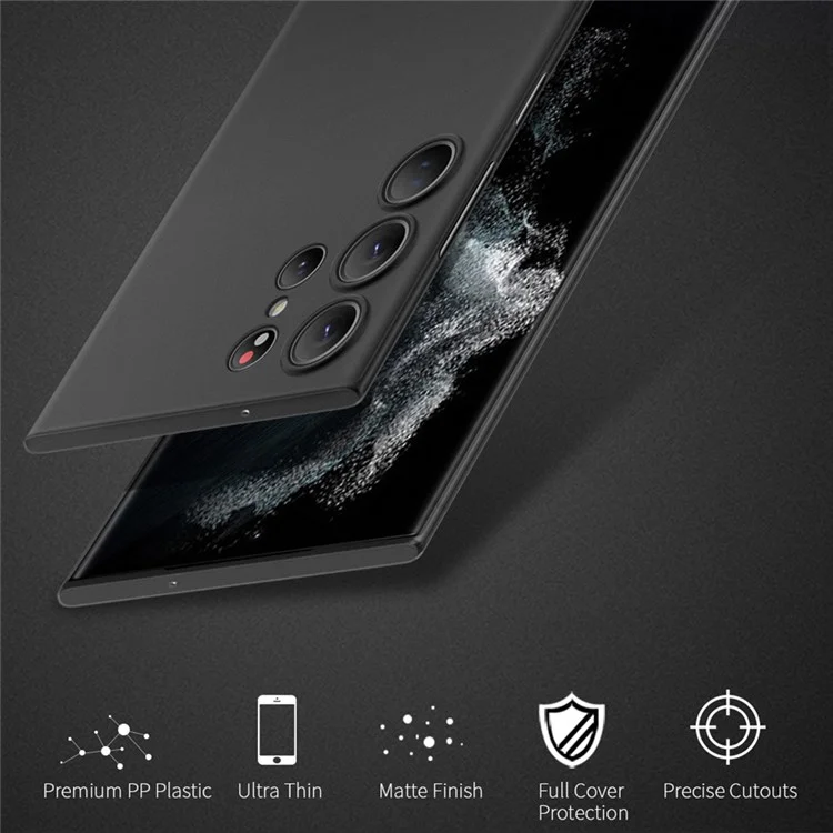 X-LEVEL Für Samsung Galaxy S23 Ultra PP Handyhülle Ultra-slim Anti-fingerabdruck Matte Abdeckung - Transparentes Schwarz