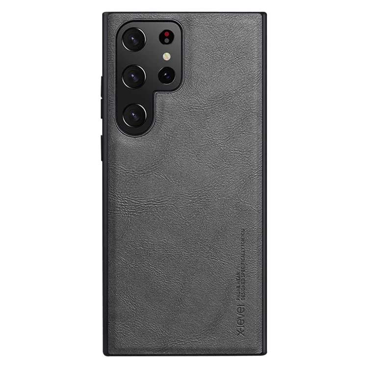 X-LEVEL Phone Case for Samsung Galaxy S23 Ultra , Bojue-3 Series PU Leather Coated TPU Back Cover - Grey