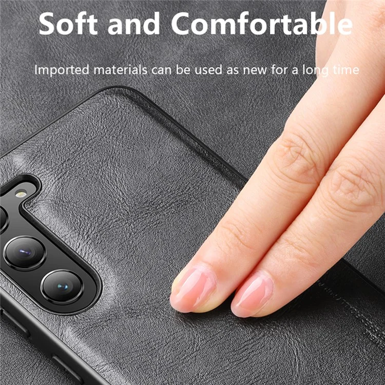 X-LEVEL Phone Case for Samsung Galaxy S23 Ultra , Bojue-3 Series PU Leather Coated TPU Back Cover - Grey