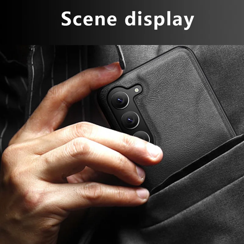 X-LEVEL Phone Case for Samsung Galaxy S23 Ultra , Bojue-3 Series PU Leather Coated TPU Back Cover - Grey