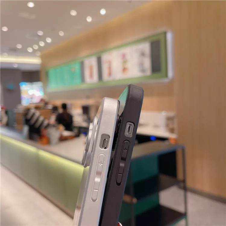 For iPhone 12 Pro Max Anti-Fingerprint Glass+TPU Phone Shell Metal Paint Edge Panda Decor Phone Case - Black