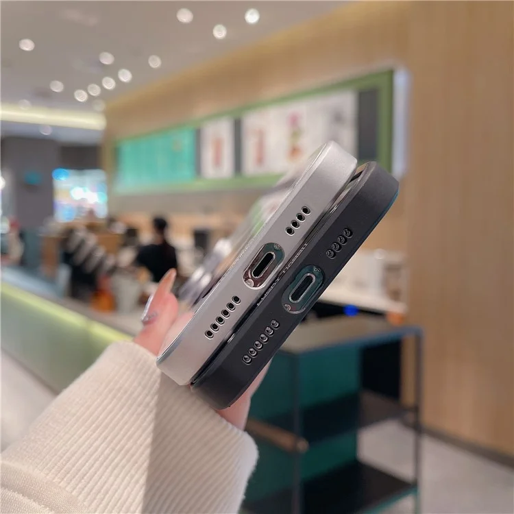 For iPhone 12 Pro Max Anti-Fingerprint Glass+TPU Phone Shell Metal Paint Edge Panda Decor Phone Case - Black