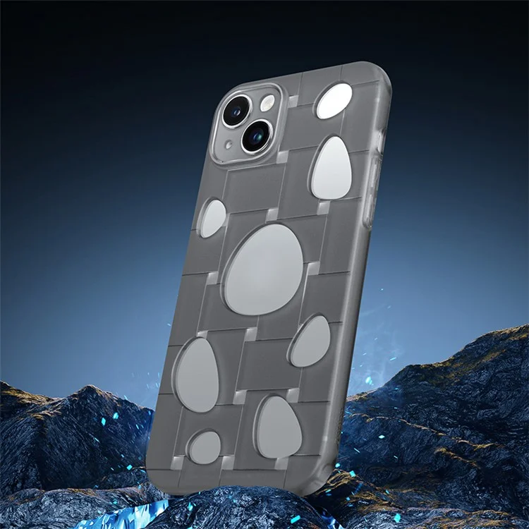 XUNDD Phone Case for iPhone 14 Plus Soft TPU Heat Dissipation Holes Drop-proof Back Cover - Transparent Black