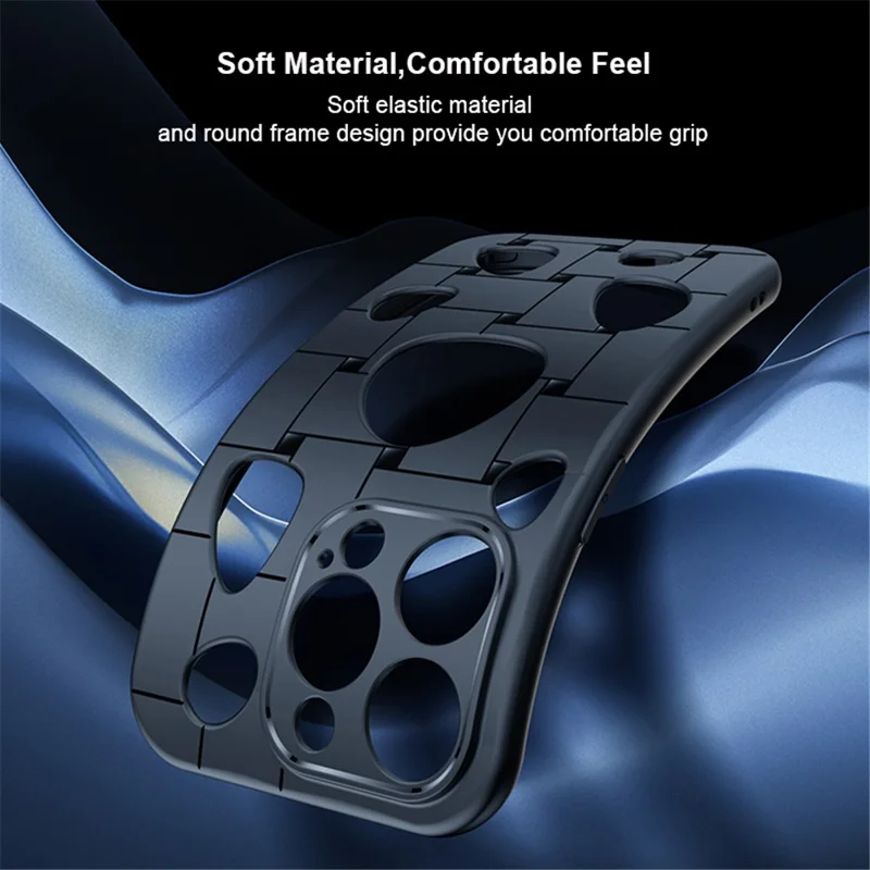 XUNDD Protective Shell for iPhone 14 Pro Max Drop-proof TPU Phone Case with Heat Dissipation Holes - Transparent Black