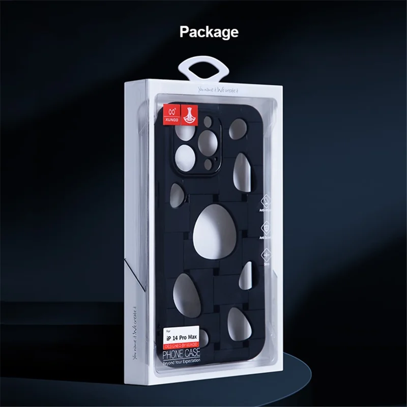 XUNDD Protective Shell for iPhone 14 Pro Max Drop-proof TPU Phone Case with Heat Dissipation Holes - Transparent Black