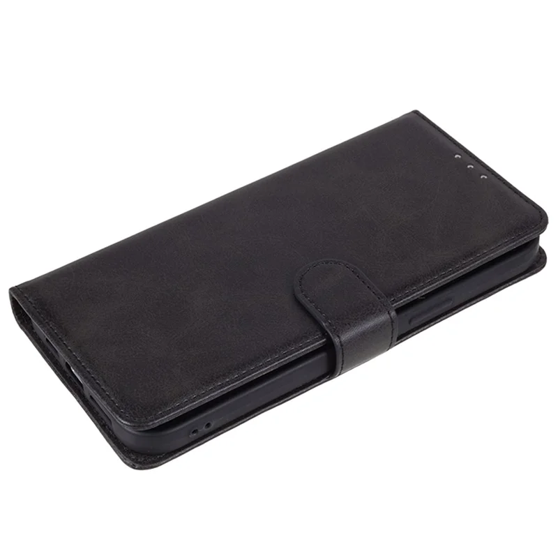 For Samsung Galaxy A23 4G / A23 5G (Global Version) Stand Phone Case Calf Texture PU Leather Wallet Cover - Black