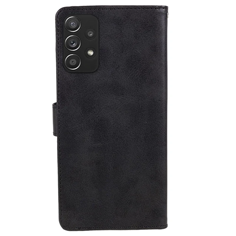 For Samsung Galaxy A23 4G / A23 5G (Global Version) Stand Phone Case Calf Texture PU Leather Wallet Cover - Black