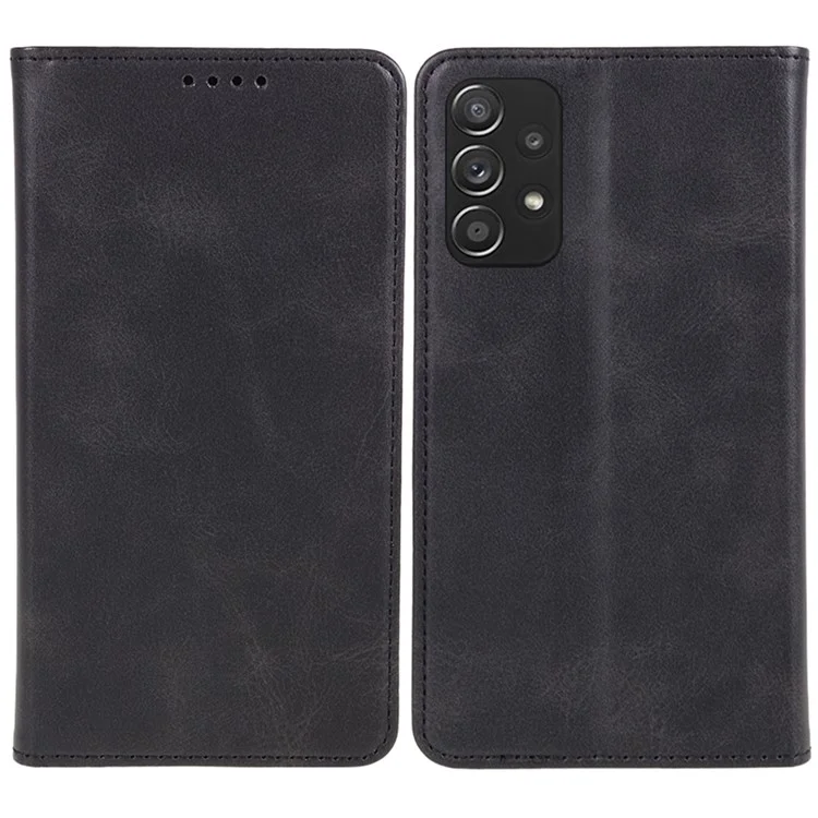 Para Samsung Galaxy A32 5G / M32 5G Cartera Funda de Teléfono de Cuero PU Textura de Becerro Soporte de Teléfono - Negro