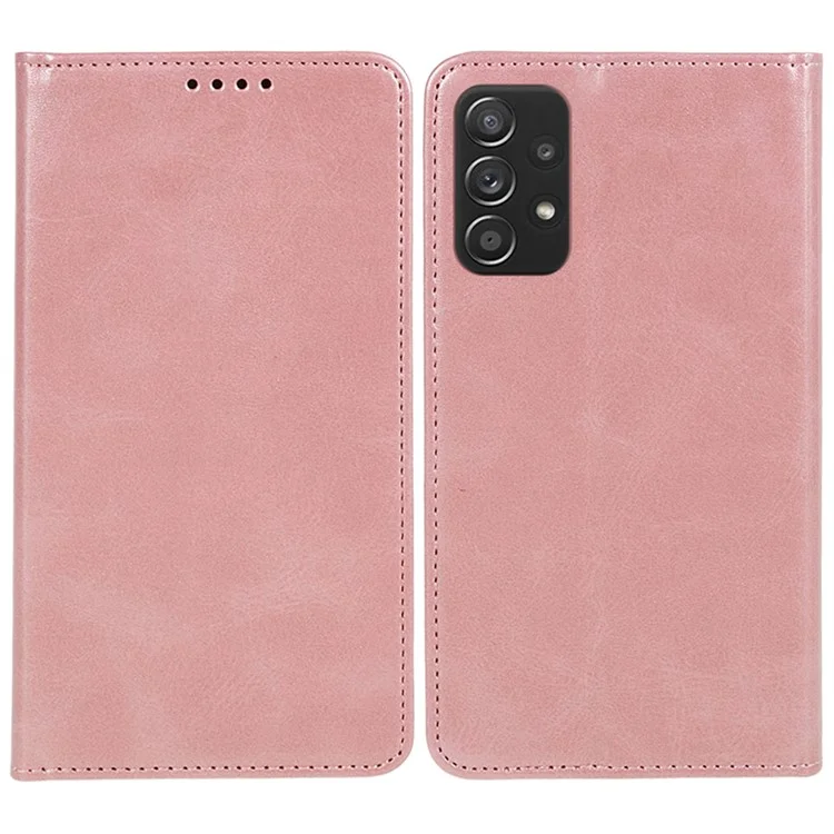 For Samsung Galaxy A32 5G / M32 5G Wallet PU Leather Phone Cover Calf Texture Stand Phone Case - Rose Gold
