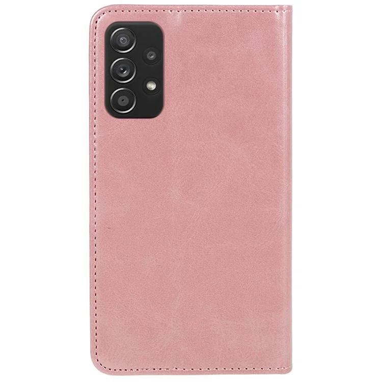 For Samsung Galaxy A32 5G / M32 5G Wallet PU Leather Phone Cover Calf Texture Stand Phone Case - Rose Gold