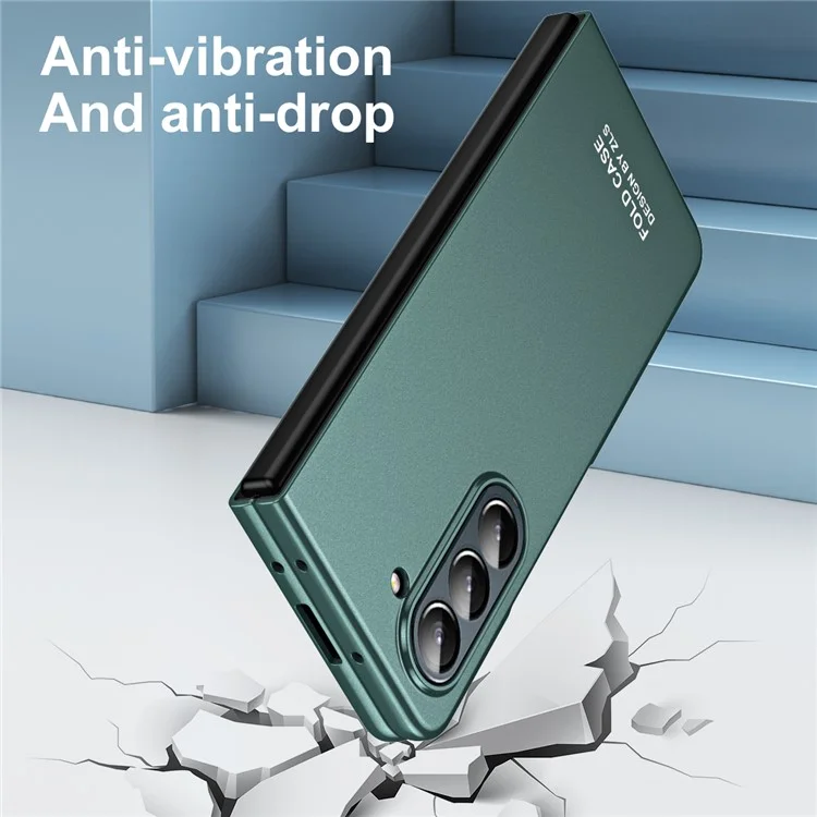 For Samsung Galaxy Z Fold5 5G Phone Case Hard PC Scratch Resistant Cover with Tempered Glass Film - Green