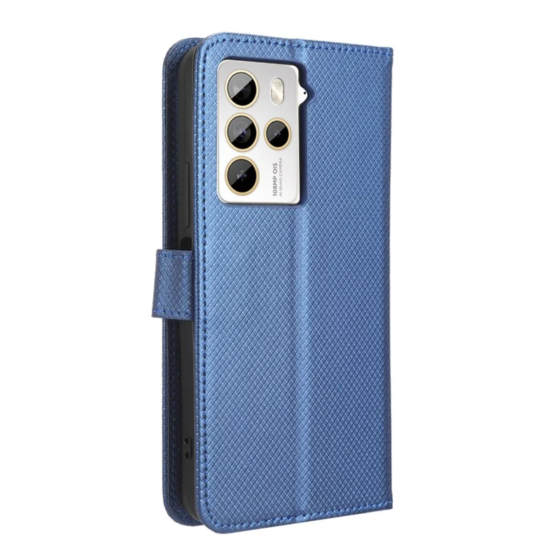 Per HTC U23 Pro 5G Antigraffio Copertura Portafoglio Antiurto Texture Diamante PU Pelle Stand Case - Blu