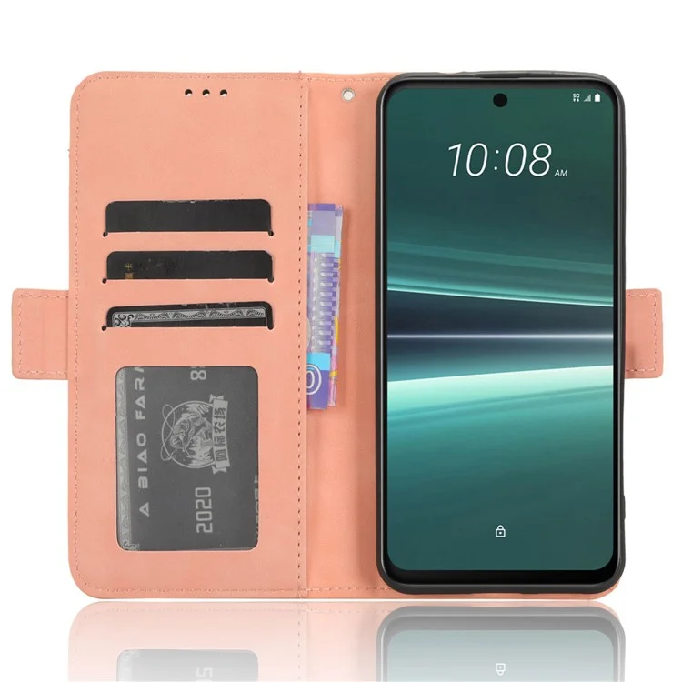 Für HTC U23 Pro 5G Mehrfach-Kartenschlitz-Handyhülle PU-Leder-Hülle mit Ständer Geldbörse - Pink