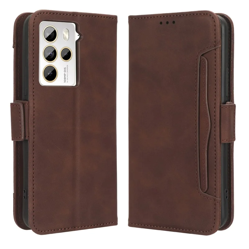 Per HTC U23 Pro 5G Slot per più schede Custodia per cellulare Cover in pelle PU con supporto a portafoglio - Marrone