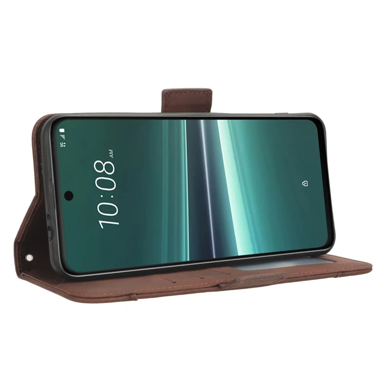 Per HTC U23 Pro 5G Slot per più schede Custodia per cellulare Cover in pelle PU con supporto a portafoglio - Marrone