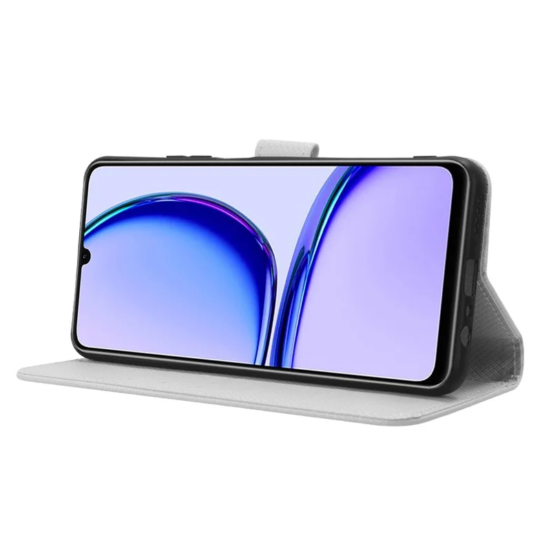 For Realme C53 (Global) / C53 (India) / C51 / Note 50 4G / Narzo N53 4G Shockproof Wallet Phone Case PU Leather Stand Diamond Texture Cover - White