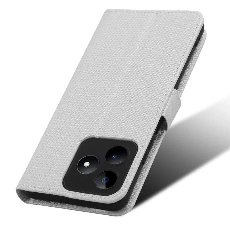 For Realme C53 (Global) / C53 (India) / C51 / Note 50 4G / Narzo N53 4G Shockproof Wallet Phone Case PU Leather Stand Diamond Texture Cover - White