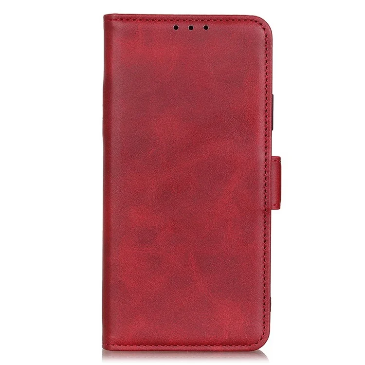 Per iPhone 15 Pro Wallet Stand Phone Case Cowhide Texture Full Protection PU Leather Cover Shell - Red