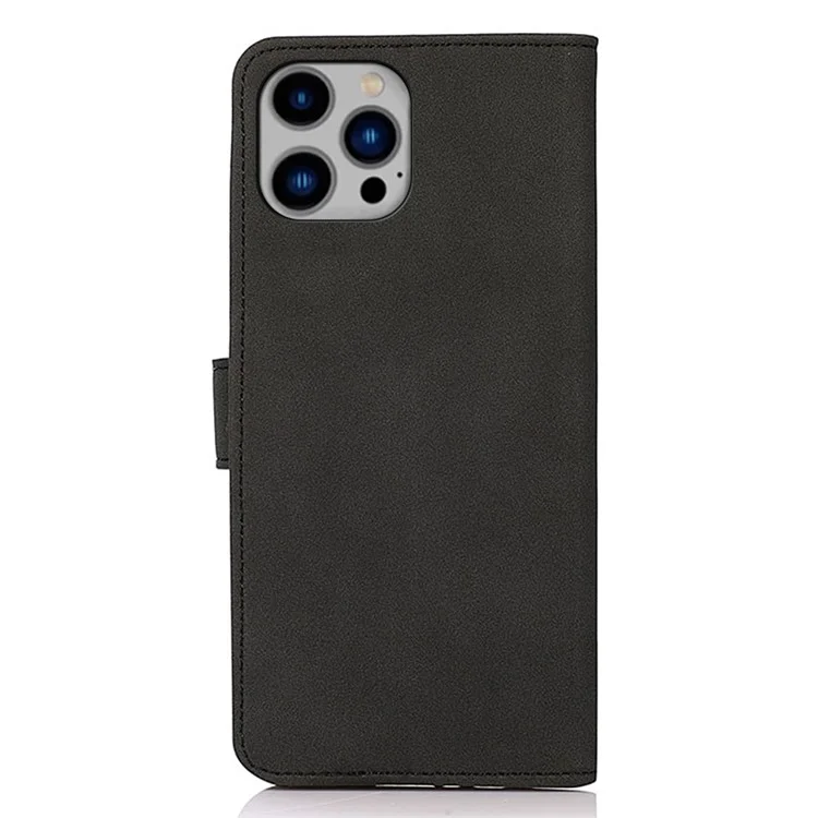 KHAZNEH Für iPhone 15 Pro Max schockfeste Handyhülle Struktur PU-Leder Handyhülle Flip Wallet Stand Shell - Schwarz