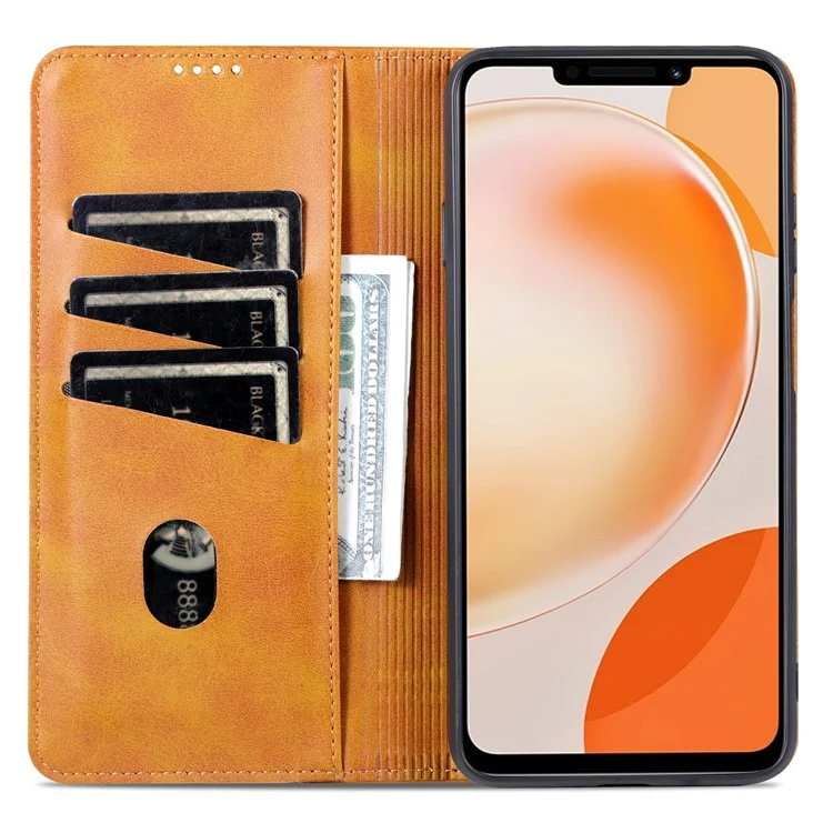 AZNS для Huawei Enjoy 60X Магнитное закрытие Противоцарапинный кожаный чехол-кошелек с откидной крышкой - Коричневый