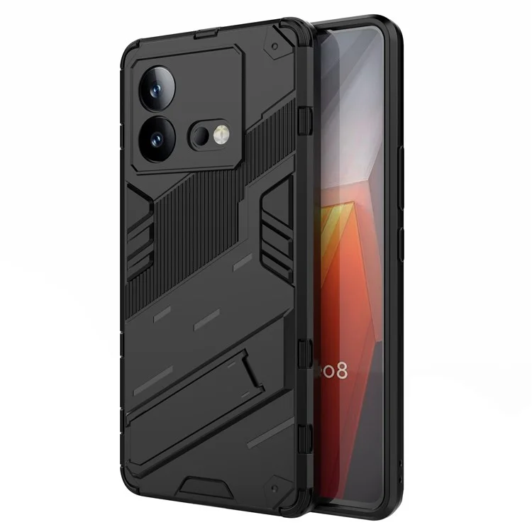 Pour vivo iQOO Neo8 5G Kickstand Phone Case PC + TPU Dual Layer Shockproof Phone Cover - Noir