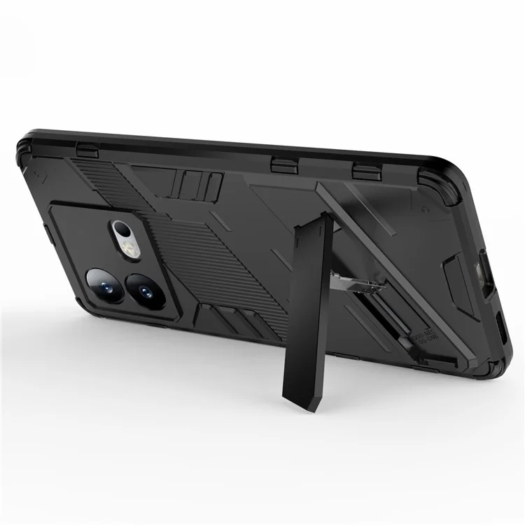 Pour vivo iQOO Neo8 5G Kickstand Phone Case PC + TPU Dual Layer Shockproof Phone Cover - Noir