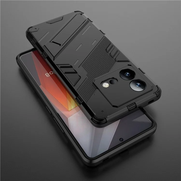 Pour vivo iQOO Neo8 5G Kickstand Phone Case PC + TPU Dual Layer Shockproof Phone Cover - Noir