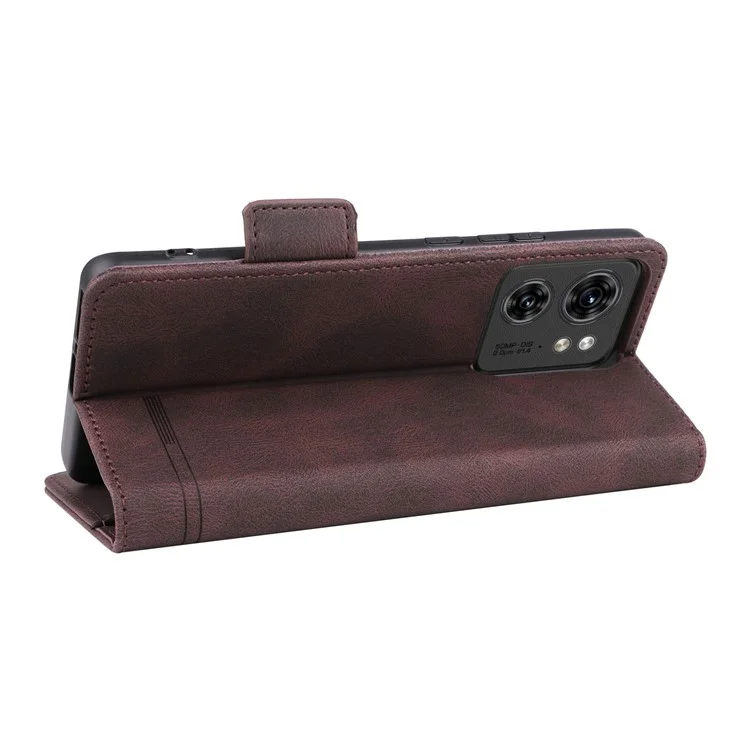 For Motorola Edge 40 5G Leather Wallet Case Hardware Decor Stand Flip Phone Cover - Coffee