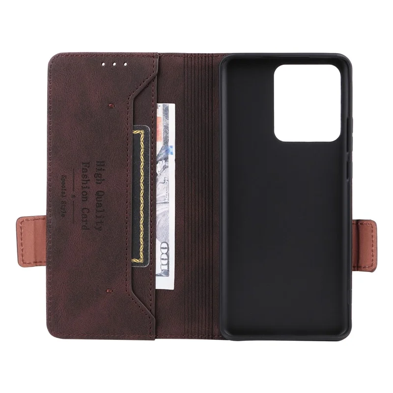 For Motorola Edge 40 5G Leather Wallet Case Hardware Decor Stand Flip Phone Cover - Coffee